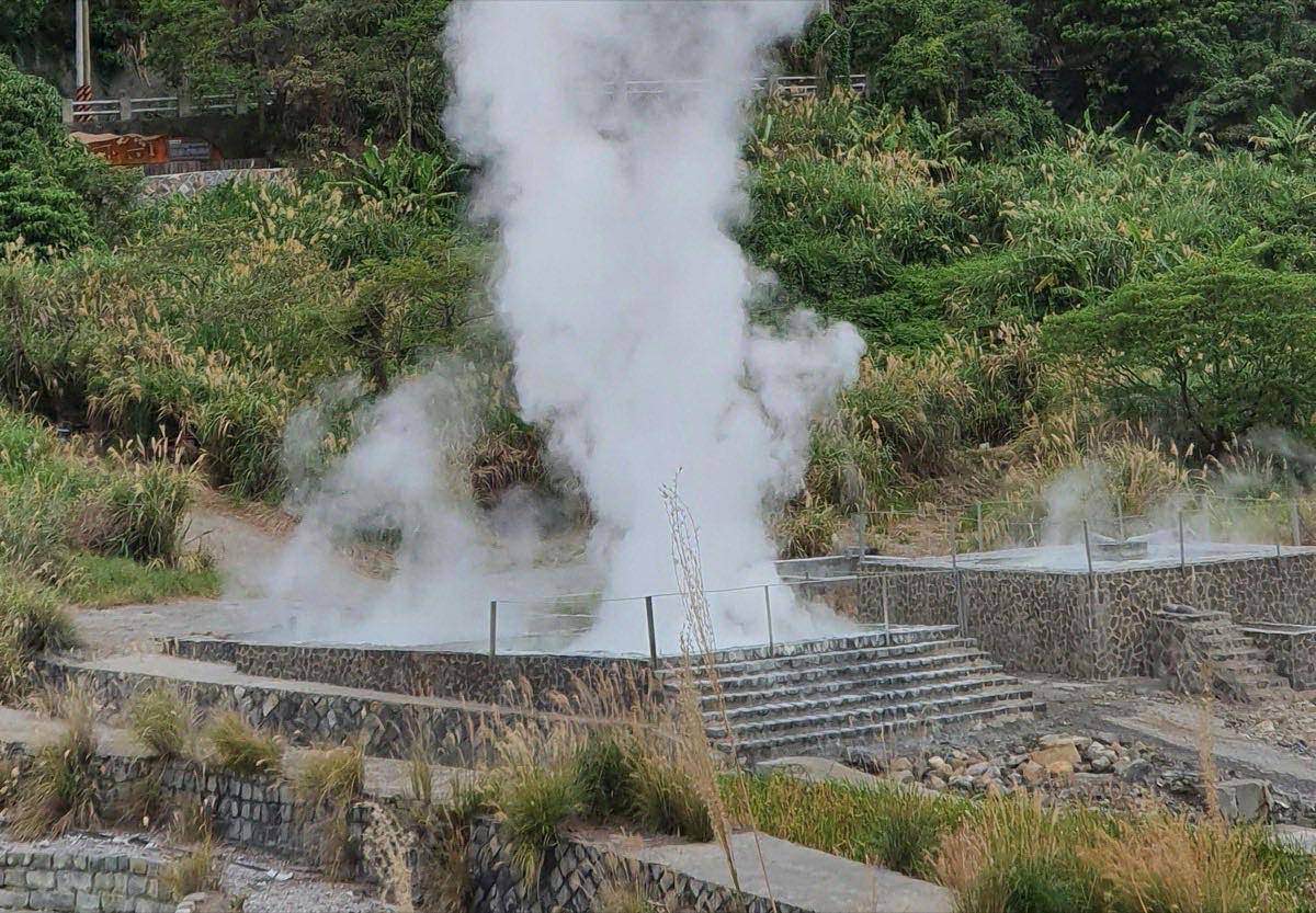 Steam rising from hot springs in Beitou